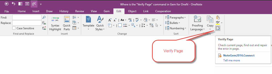 Gem for OneNote 的 Verify Page 功能