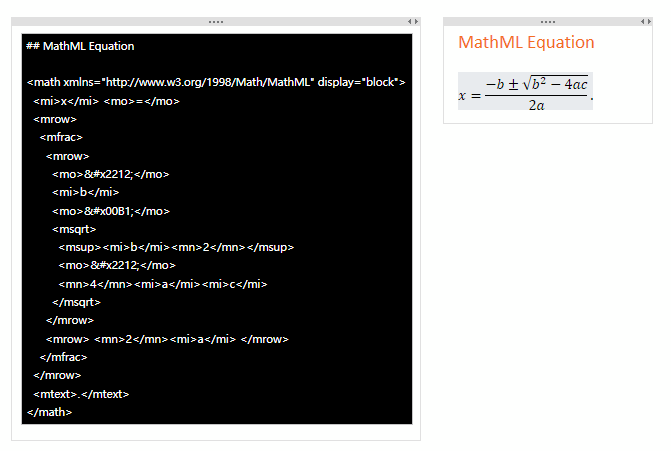 Markdown MathML 公式