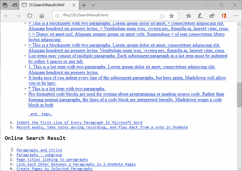 SearchResult 还保存了在 OneDrive 上 OneNote 笔记本的搜索结果