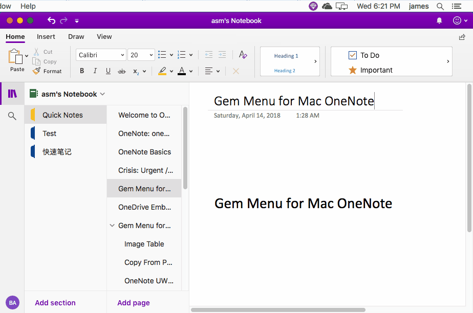 使用珍宝菜单 Gem Menu提供的页面级别的标记，让标记出现在 OneNote 页面列表中。