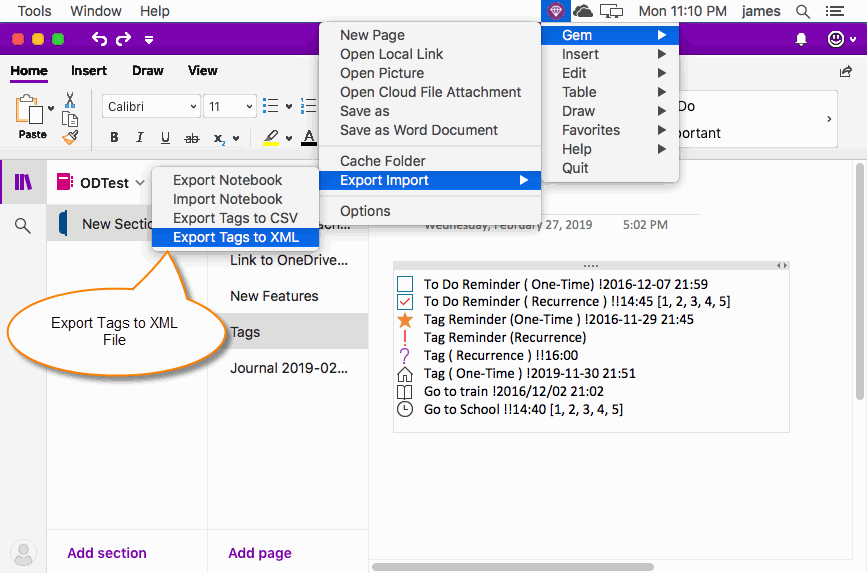 珍宝菜单的导出标记到一个 .xml 文件功能 