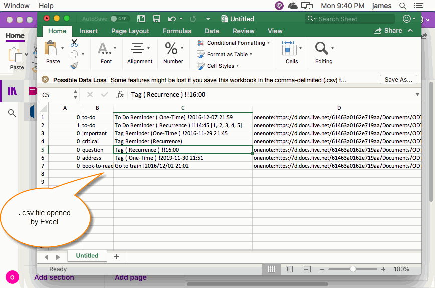 保存成功后，用 Excel 打开 CSV 文件 