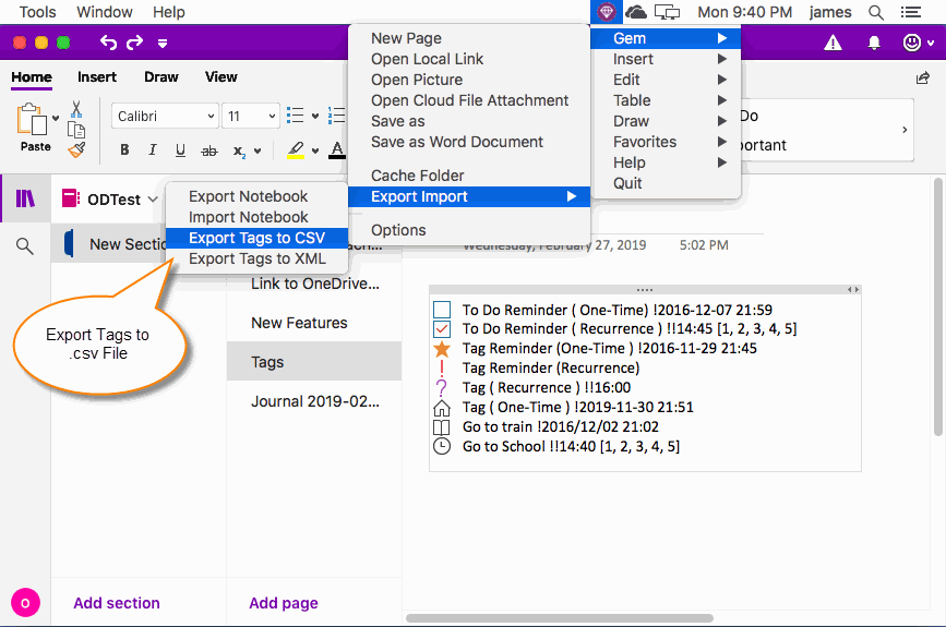 珍宝菜单的导出标记到一个 .csv 文件功能 