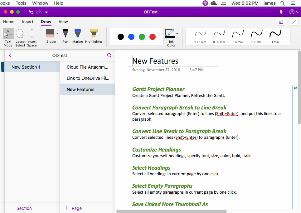 使用珍宝菜单 Gem Menu for Mac OneNote 来创建带有日期标题的 OneNote 页面。