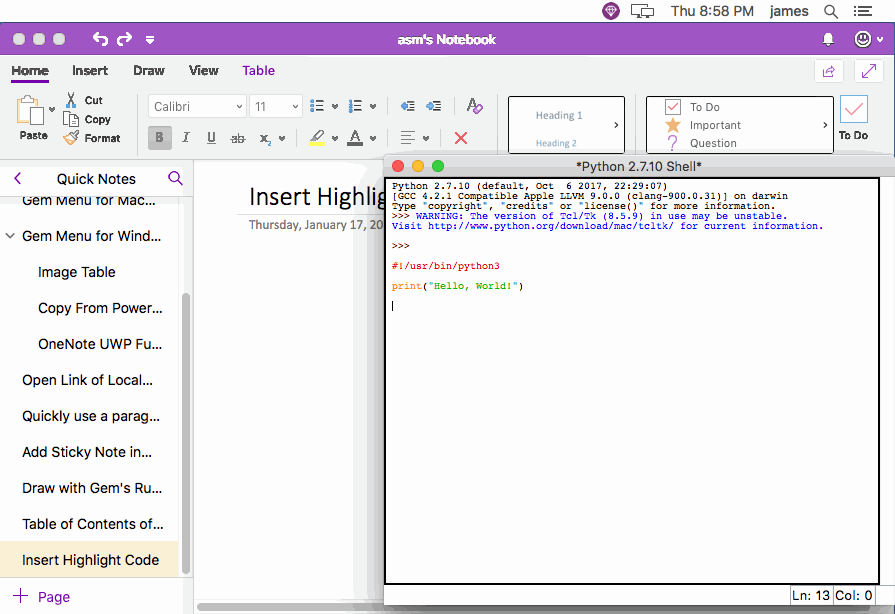 用 Idle 编写 Python 代码，可以看到 Python 代码语法是高亮的，有颜色的