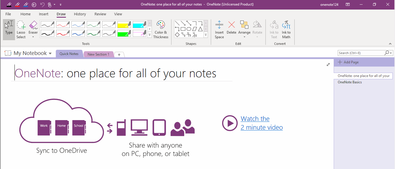 Windows Office OneNote 2016