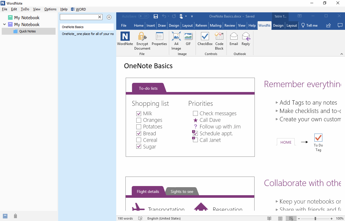 在 WordNote 里打开该 Windows 文件夹为笔记本 