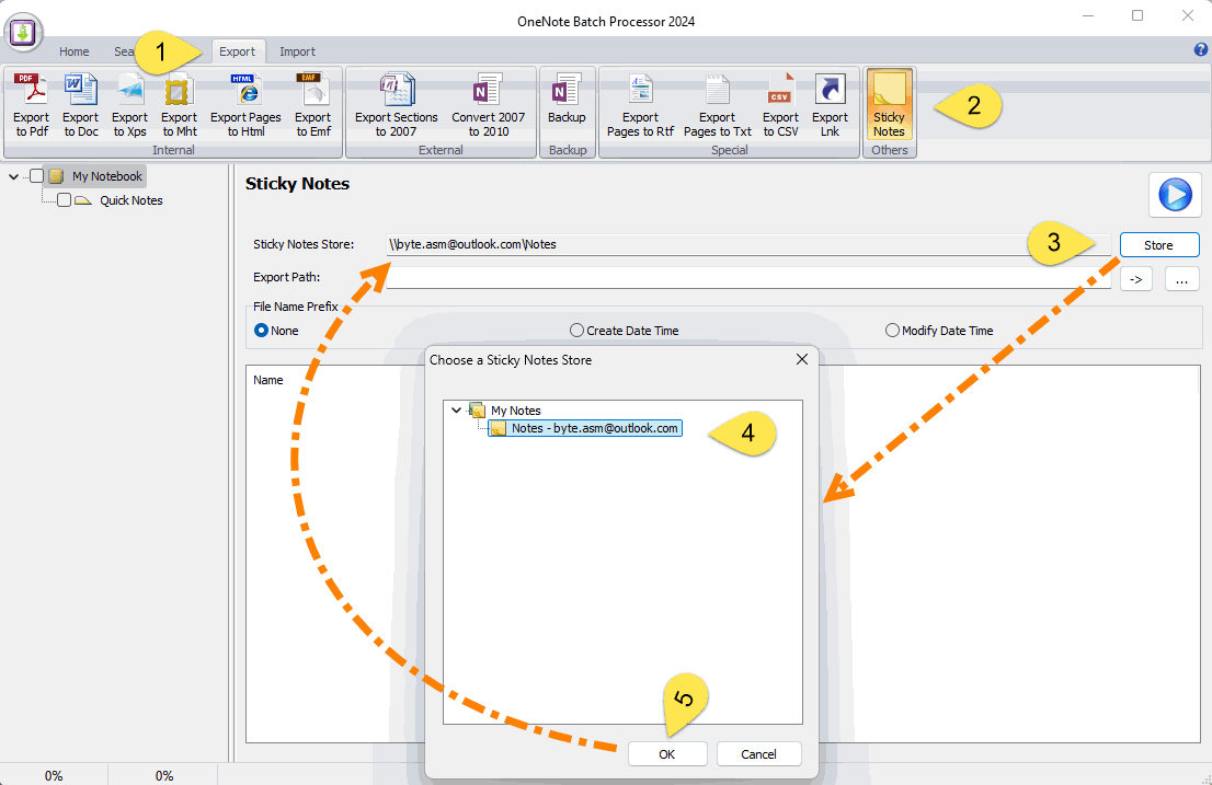 在 OneNote Batch 里指定便笺的存储位置