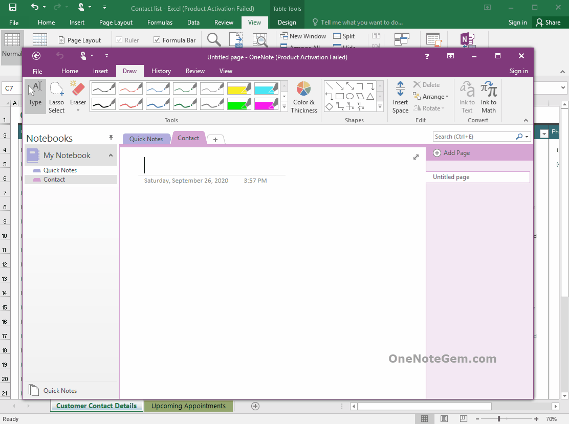 从 Excel 发送选中的多行到OneNote 里，生成多个对应的 OneNote页面以便相对应给 Excel 的行做笔记。