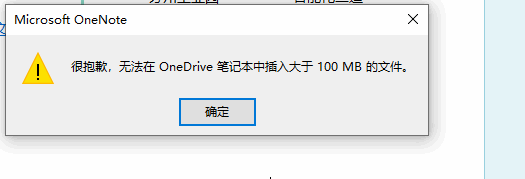 很抱歉，无法在 OneDrive 笔记本中插入大于 100 MB 的文件。